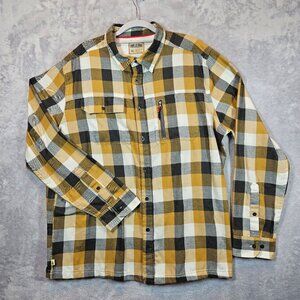 Lake & Trail Vented Flannel Shirt Mens XL Plaid Button zip Pocket Work gorpcore